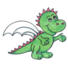 Logo der Drachengruppe, ein grüner Drache mit violetten Stacheln