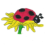 Logo der Käfergruppe, ein Marienkäfer der auf einer Blume sitzt